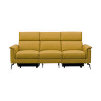 3-SITZER Sofa Borea Echtleder Senfgelb - Gelb, Leder/Metall (220/102/98cm)