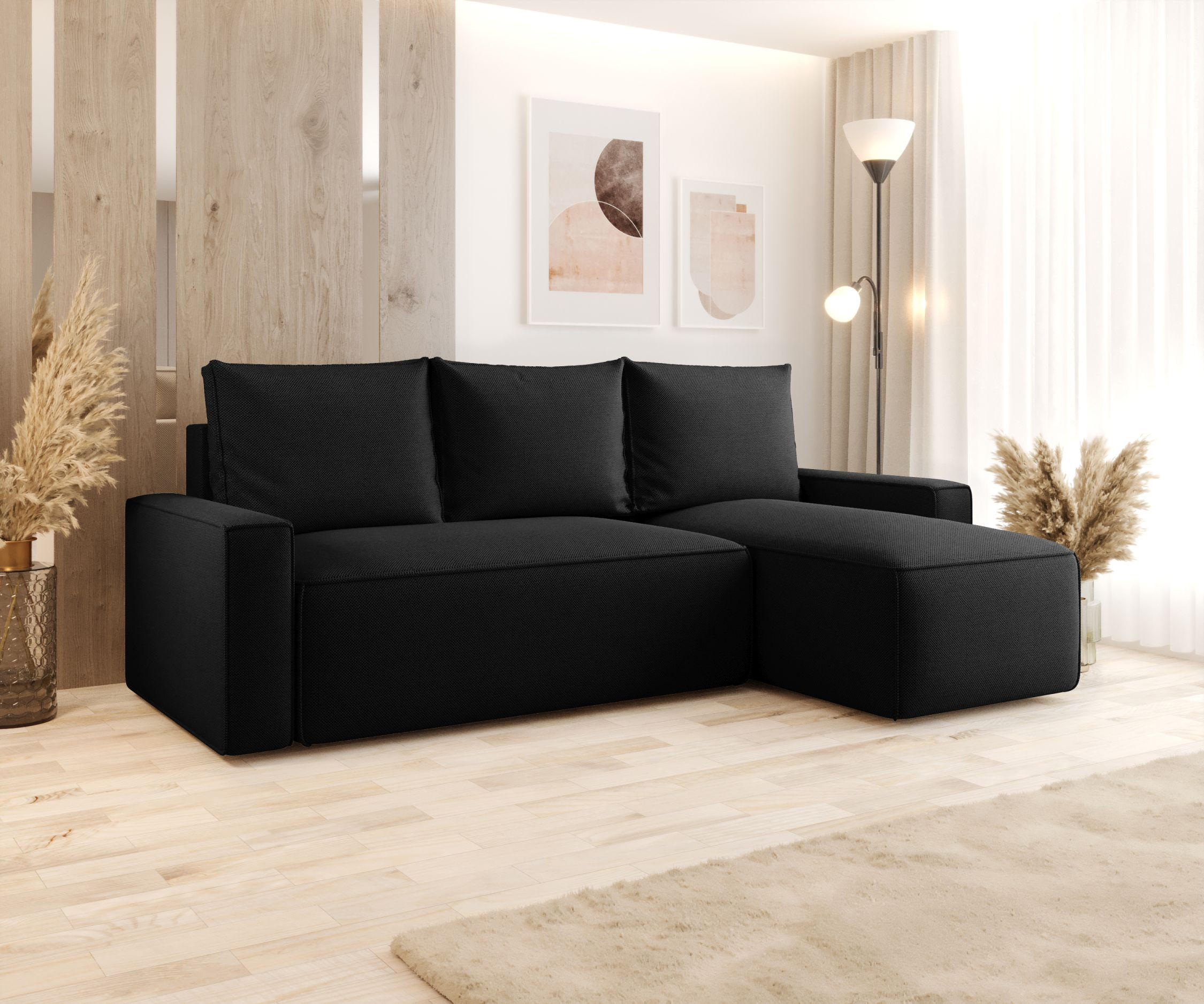 ECKSOFA mit Schlaffunktion SAVIO Curio 99 Rechts - Schwarz, Textil (232/140cm) - Bedante