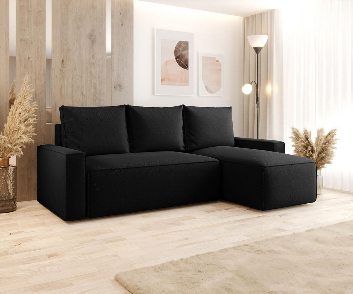ECKSOFA mit Schlaffunktion SAVIO Curio 99 Rechts - Schwarz, Textil (232/140cm) - Bedante
