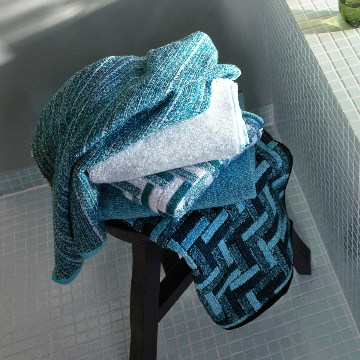 DUSCHTUCH TIDE - Blau/Grün, Textil (67/140cm) - MÖVE
