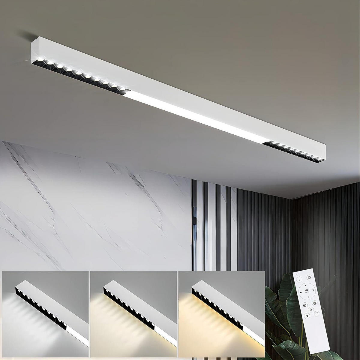 LED-DECKENLEUCHTE Ritter 107/3.5/5.5 cm - Weiß, Metall (3.5/107/5.5cm) - Nettlife