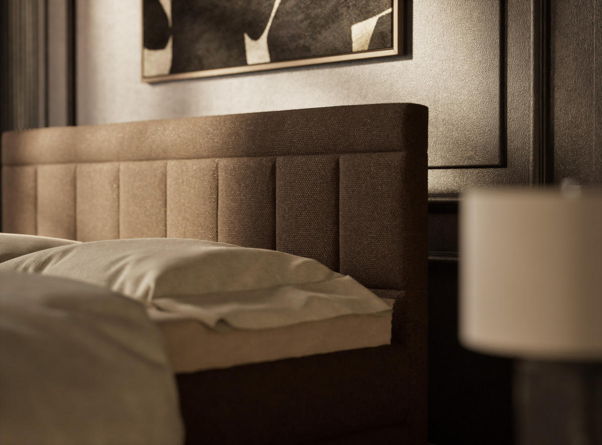 BOXSPRINGBETT Caya 140/200 cm, in Braun, Bettkasten, Matratze, Topper - Schwarz/Braun, Holz/Holzwerkstoff (140/200cm) - Maison de Reve