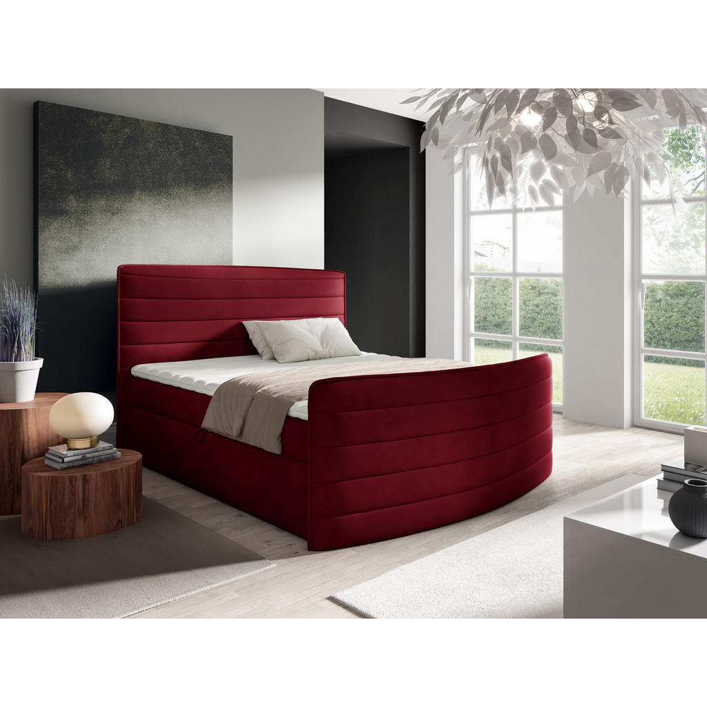 Thumbnail - AN-Moebel 4u Boxbett, Rot, Textil, H3, Rechteckig, 140x200 cm, Schlafzimmer, Betten, Boxspringbetten
