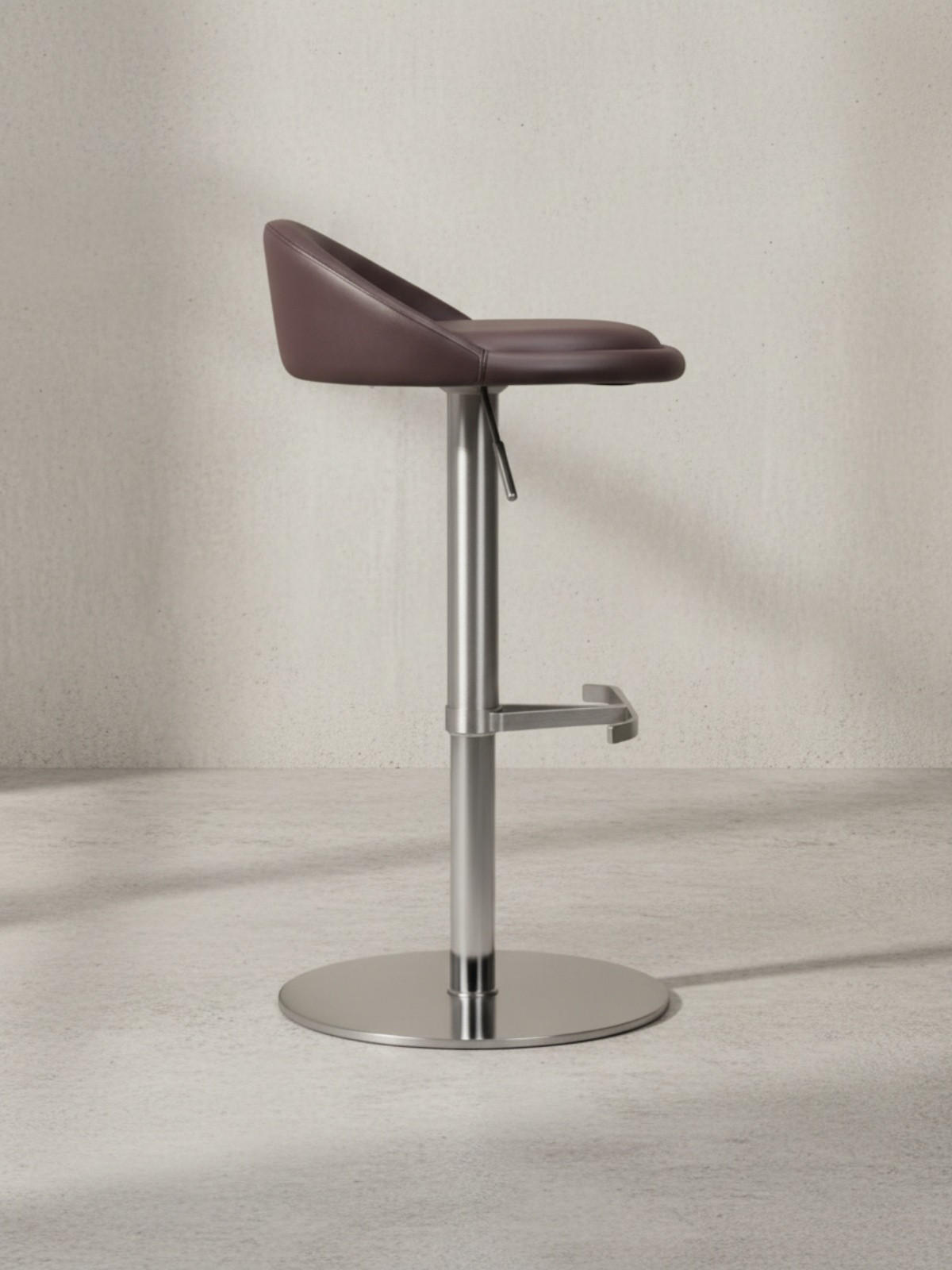 BARHOCKER Höhenverstellbar Edelstahl Halbrunde Rückenlehne DONAU, Braun 43x43x90 cm - Silberfarben/Braun, Kunststoff/Textil (43/90/43cm) - KADIMA DESIGN