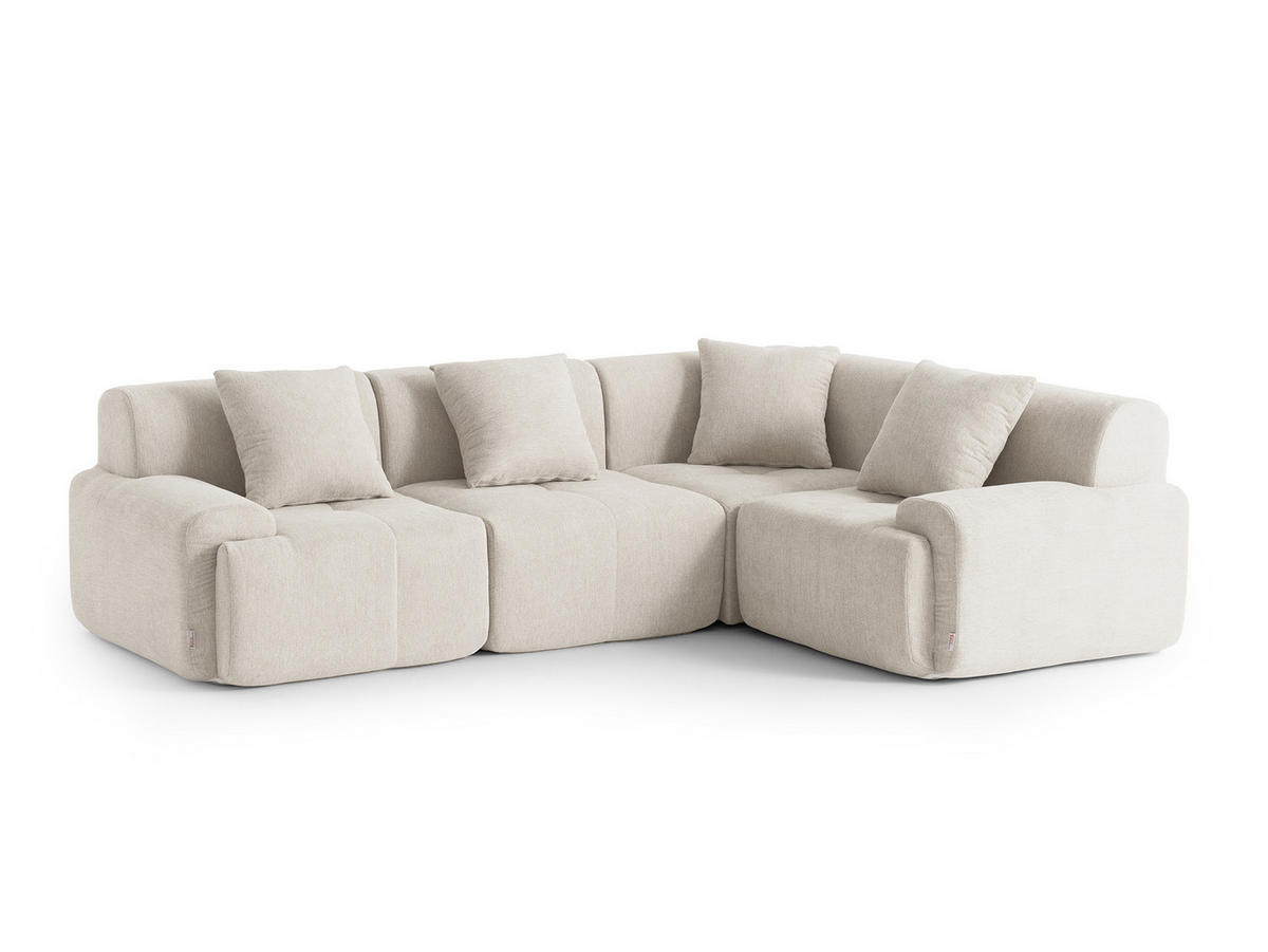 ECKSOFA Chenille Elfenbeinweiß - Creme, Textil (260/185cm) - MILYsofa