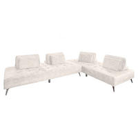 ECKSOFA WIOLO Cremeweiß Velvet - Silberfarben/Creme, Textil/Metall (350/240cm) - KAWOLA