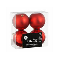 WEIHNACHTSKUGEL-SET bunt 4 Stück, 10 cm, Kunststoff - Rot, Kunststoff (30/15/30cm) - LAALU