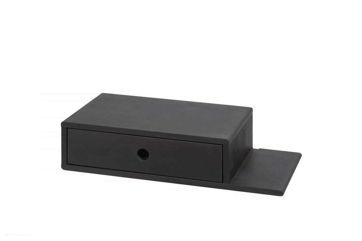 NACHTTISCH Hope mit Ablage rechts, schwarze Birke, 30/65/15 cm - Schwarz, Holz (65/15/30cm) - WOODEK