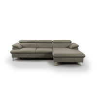 ECKSOFA mit Schlaffunktion und Bettkasten, Echtleder - Chromfarben/Hellgrau, Leder/Holz (167/254cm) - Cotta