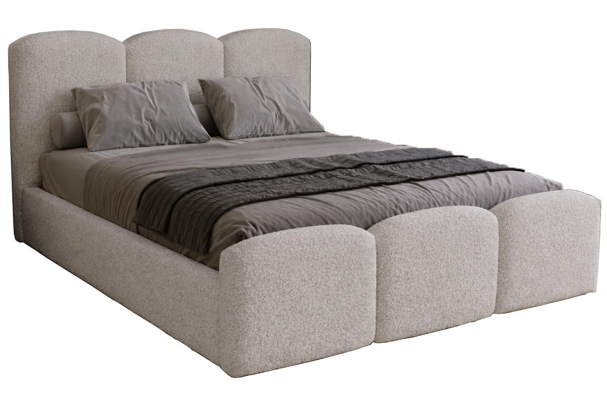 POLSTERBETT mit Bettkasten 140x200 Capri, Boucle, Hellgrau - Hellgrau, Holz/Textil (140/200cm) - Emporius