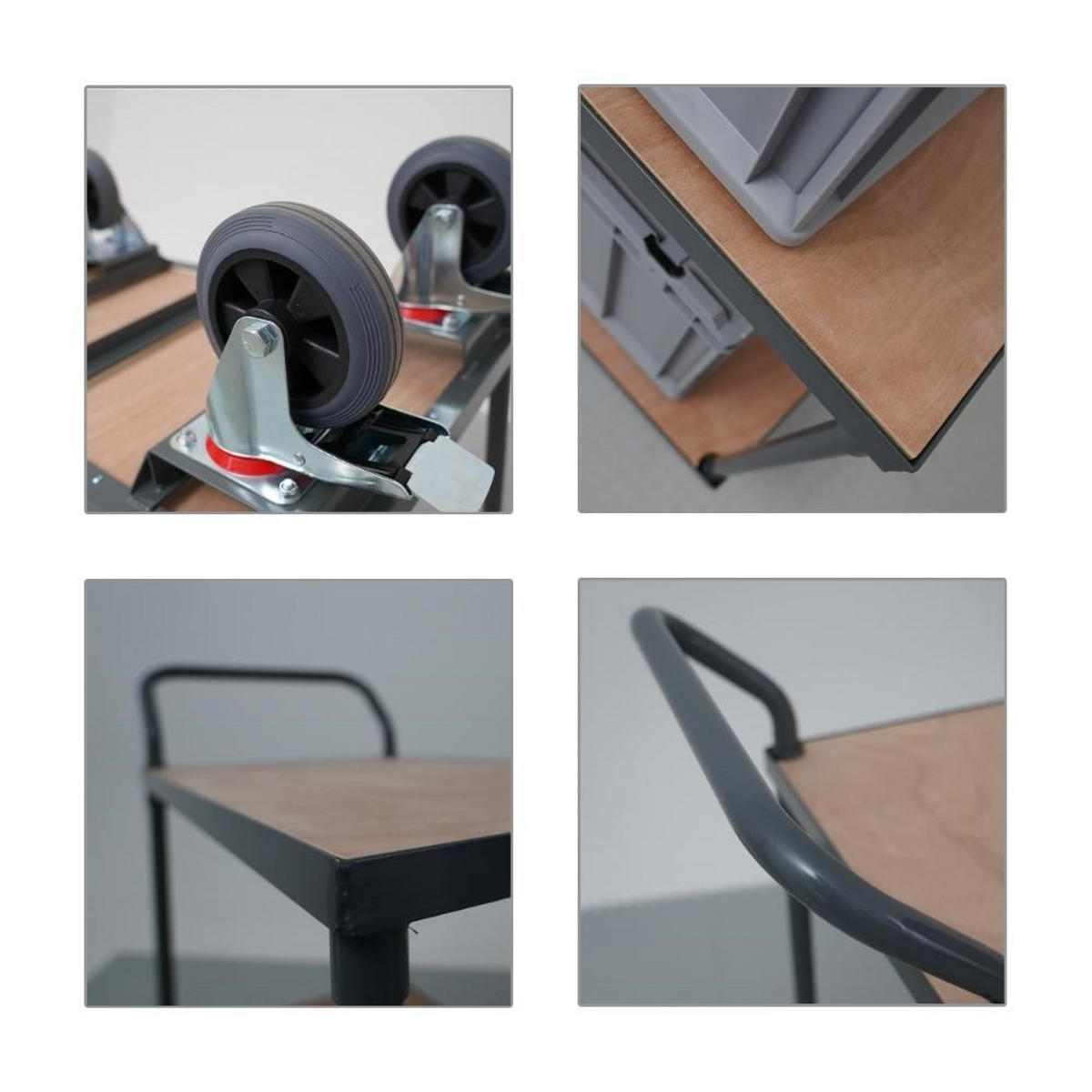 TISCHWAGEN mit 2 Etagen 95x50x97cm Traglast 400kg Grau - Grau, Metall (97/50/95cm) - PROREGAL