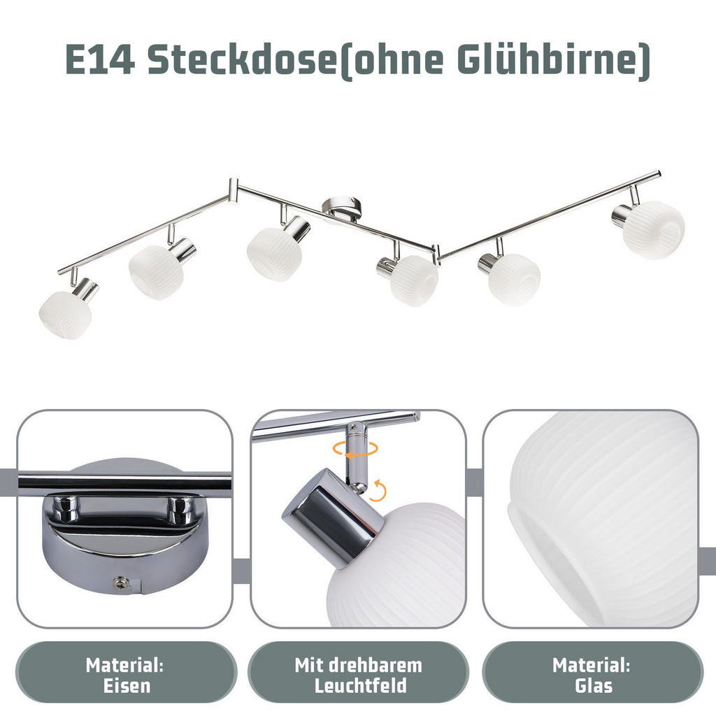 Thumbnail - Nettlife Deckenleuchte, Weiß, Metall, 10x17.5x150 cm, Lampen & Leuchten, Innenbeleuchtung, Spots & Strahler, Deckenspots