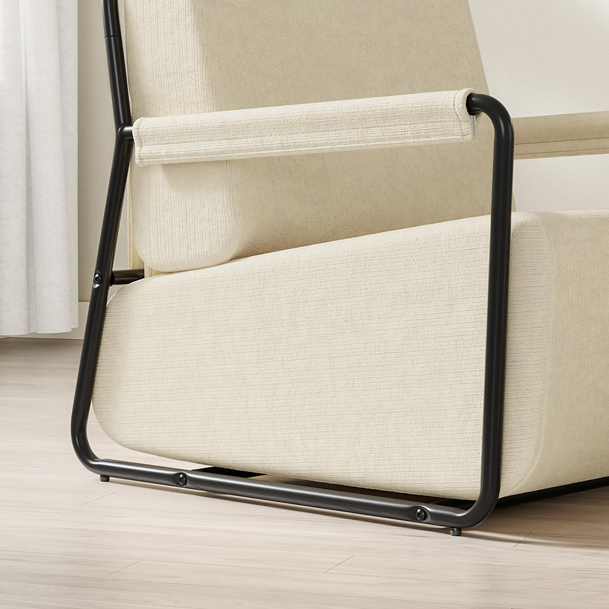 SESSEL mit Hocker FST99-MI - Ahornfarben/Creme, Fell/Metall (59/78/74cm) - SoBuy