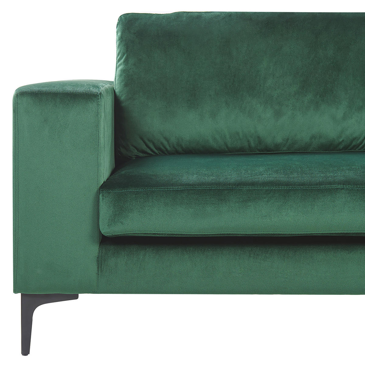 3-SITZER-SOFA Samtstoff grün Vadstena - Schwarz/Grün, Textil (215/82/87cm) - Beliani