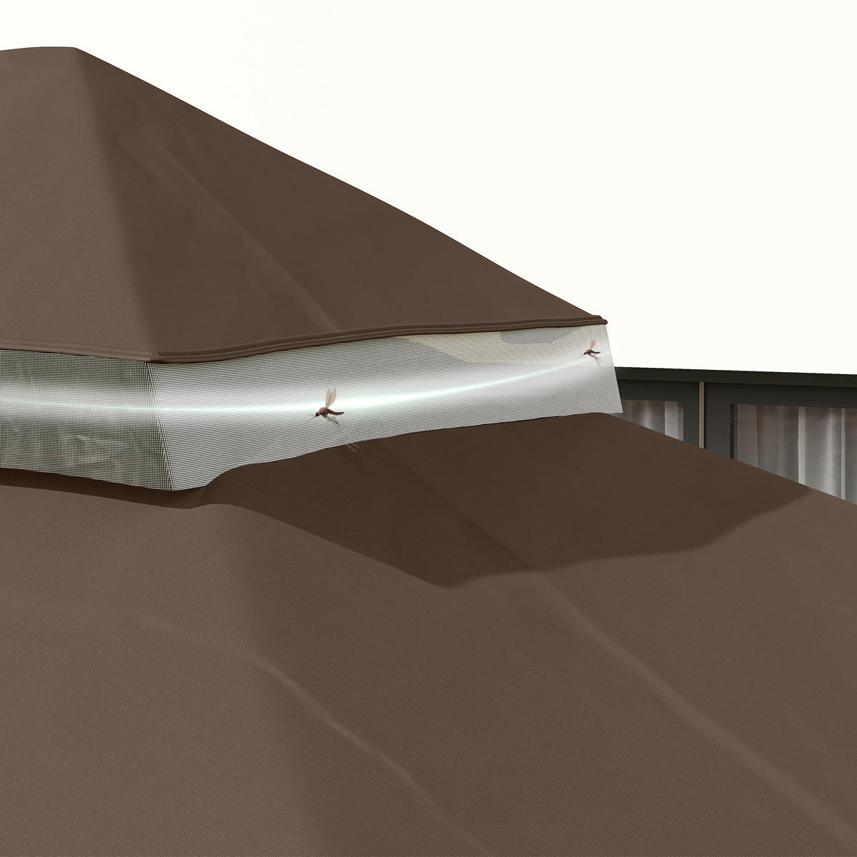 PAVILLON-ERSATZDACH mit Doppeldach Kaffee - Braun, Textil (300/1/400cm) - Outsunny