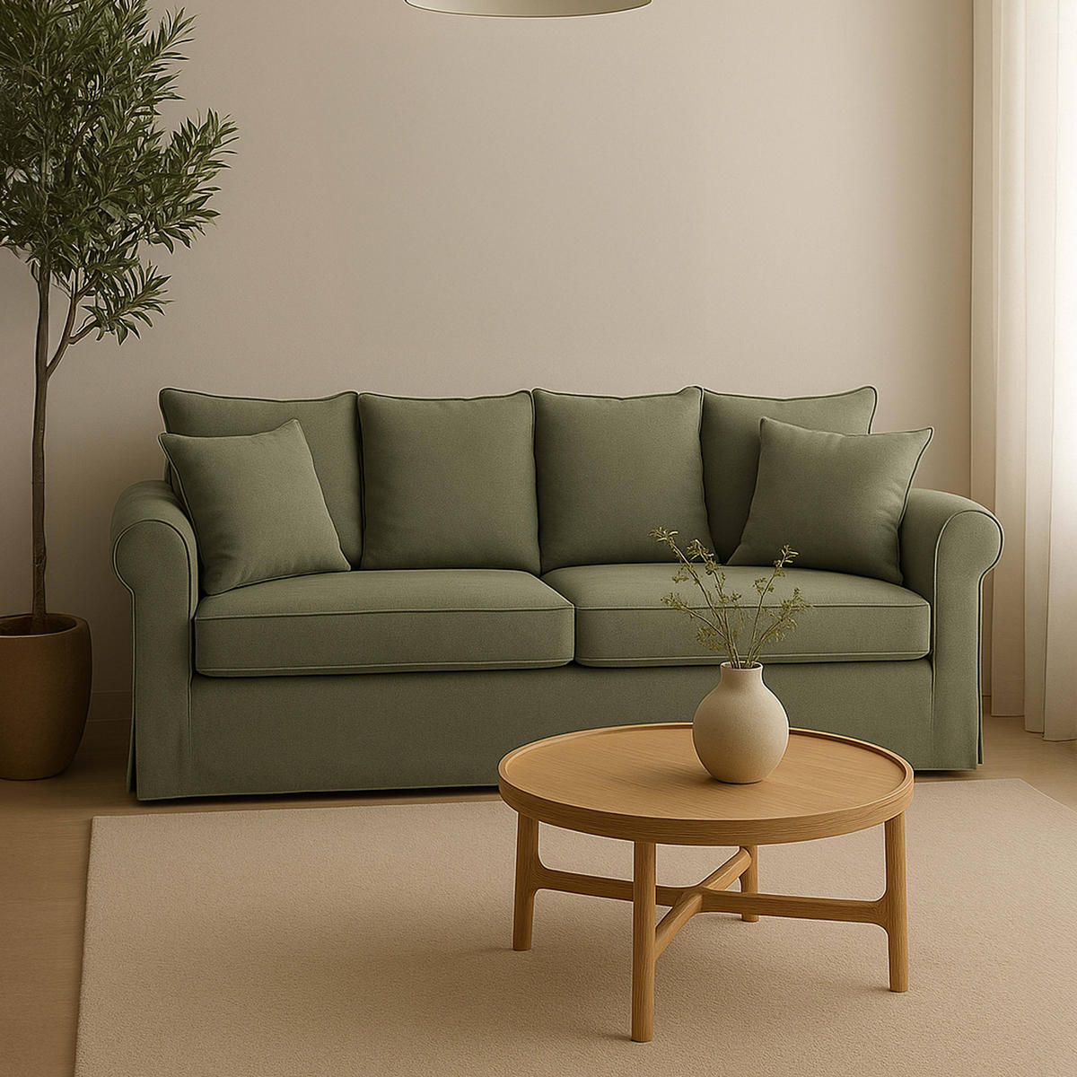 SOFA 3-Sitzer, Grau - Grau, Textil (84/92/200cm) - Oviala