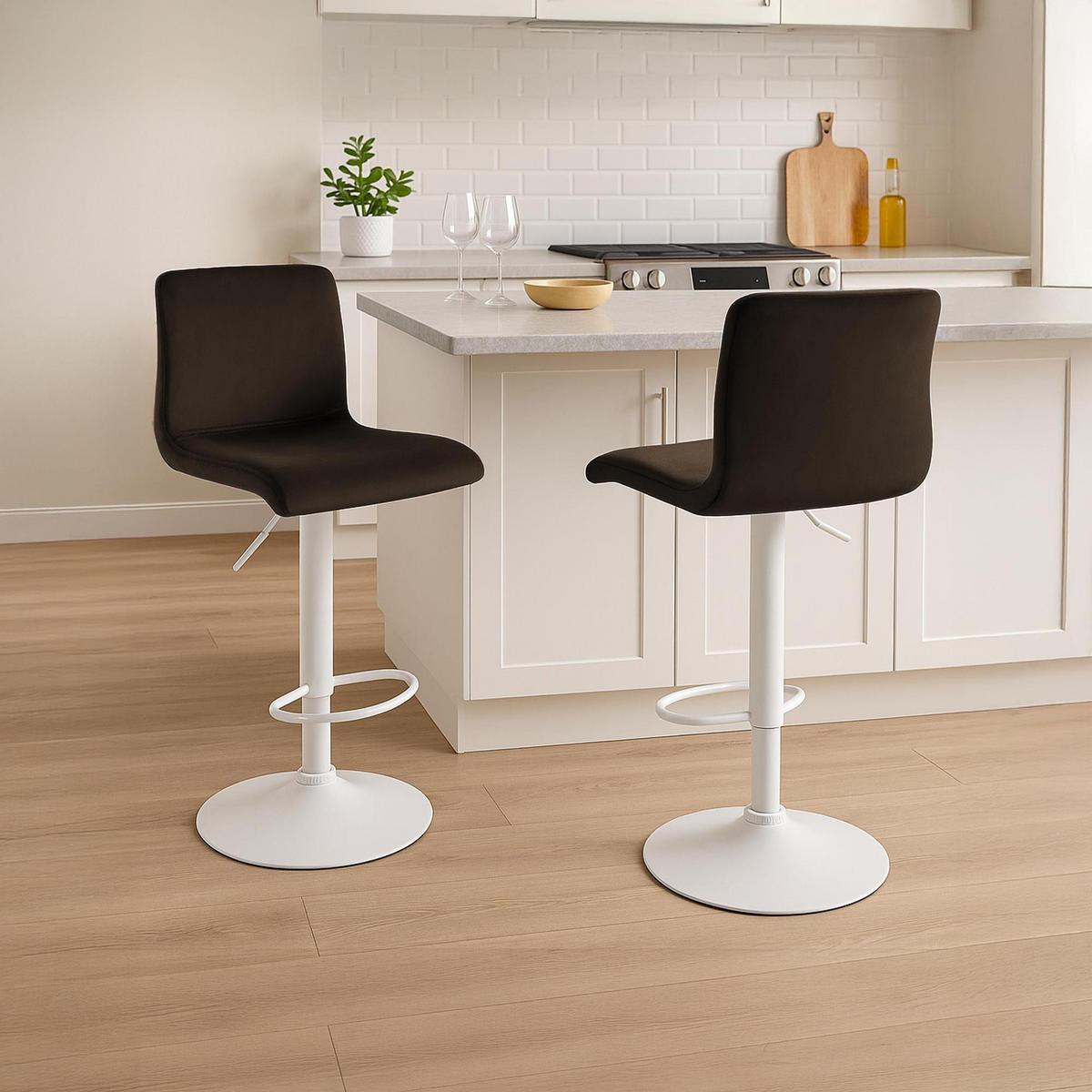 BARHOCKER Samt Braun - Braun, Textil (39/83/36cm) - CLP