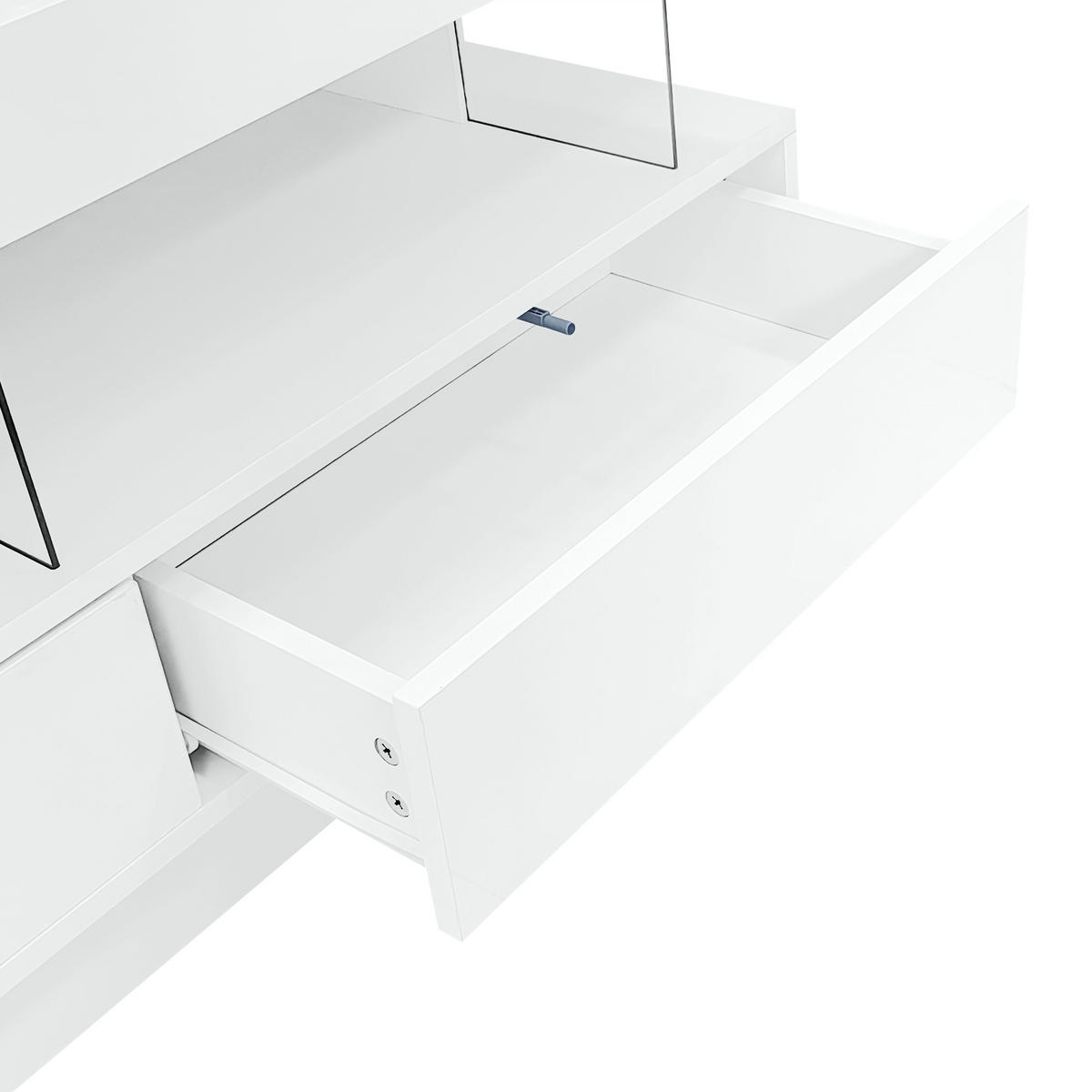 TV-ELEMENT in Weiß TV-Ständer mit 3 Schubladen, LED-Beleuchtung , geeignet für das Wohnzimmer. Maße: 160 cm (B) / 38 cm (T) / 50,5 cm (H) - Weiß, Holzwerkstoff (160/50.5/38cm) - STILVORA