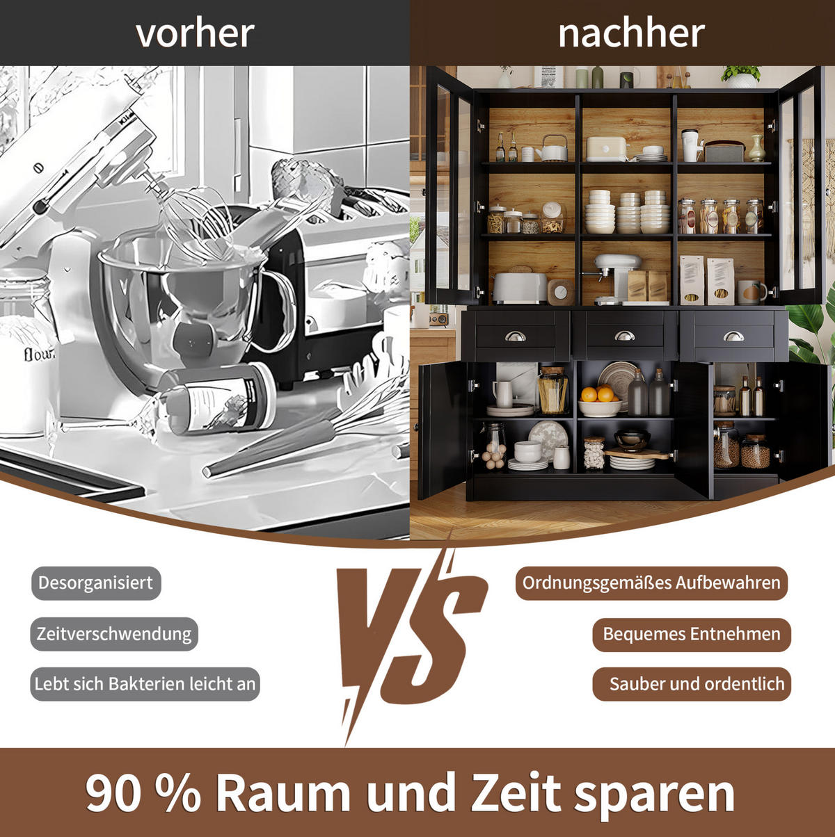 MODERNER Buffet mit Acryl-Türen und verstellbaren Böden, 140/38,5/175 cm, Schwarz - Schwarz, Holzwerkstoff (140/175/38.5cm) - Redom