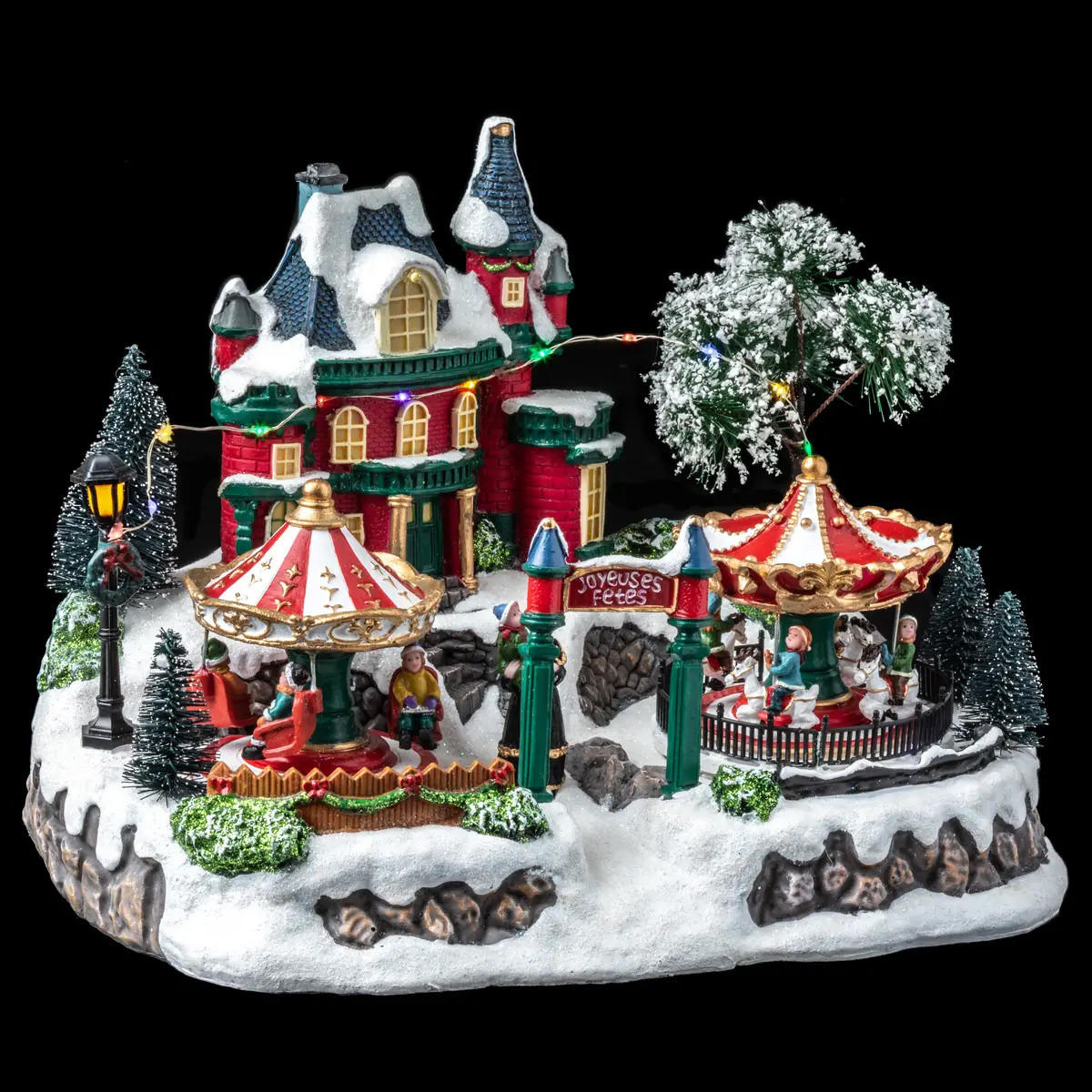 WEIHNACHTSSZENE mit Karussell 31,2/23,1/23,6 cm - Multicolor, Kunststoff (23.1/23.6/31.2cm) - Fééric Lights and Christmas