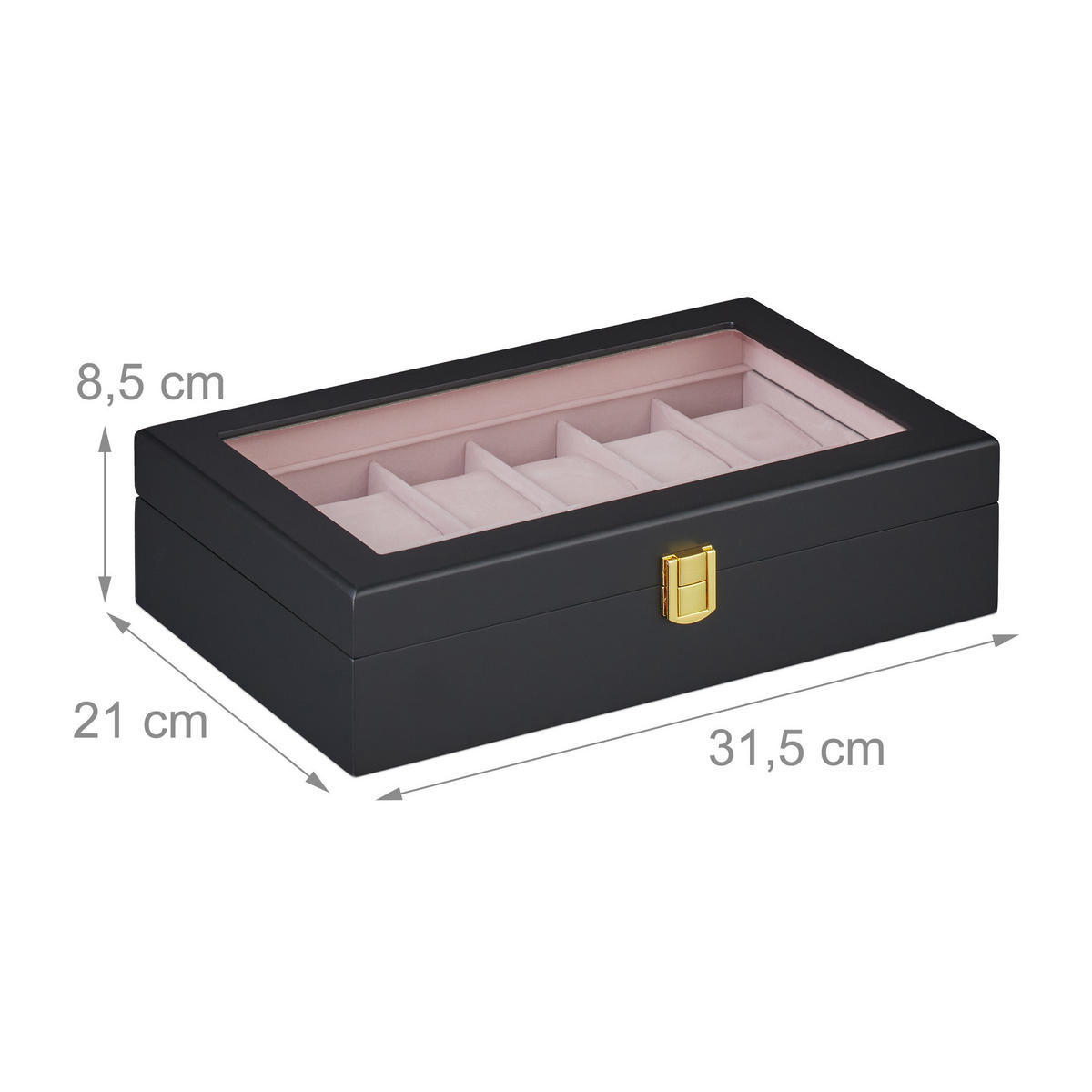 UHRENBOX - Multicolor, Glas/Holzwerkstoff (31.5/8.5/21cm) - Relaxdays