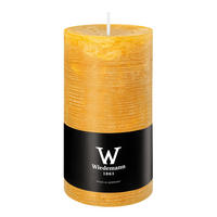 STUMPENKERZE Rustik Marble Style Dotter Gelb 130 x Ø 68 mm, 1 Stück - Gelb, Paraffin (7/13cm) - Wiedemann Kerzen