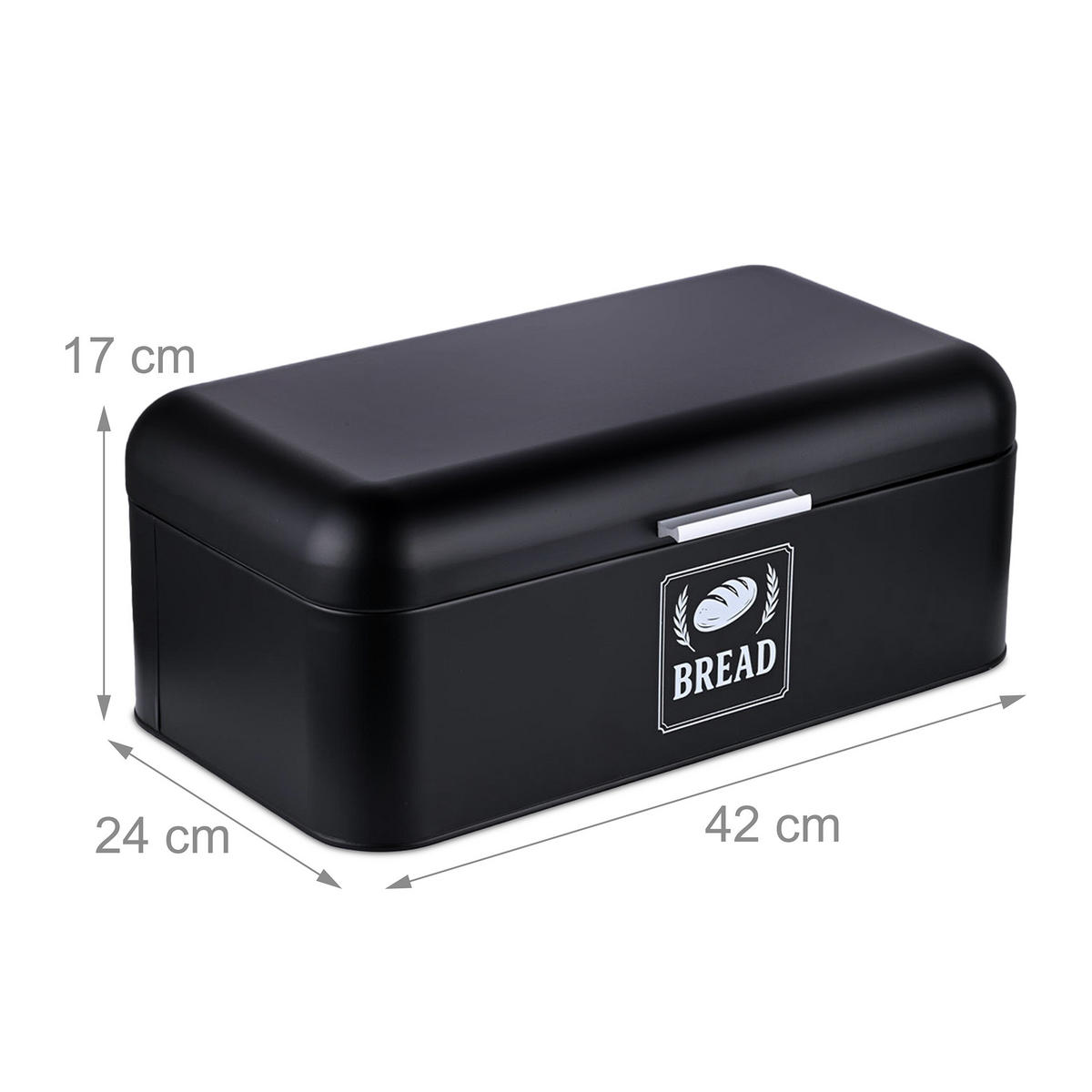 BROTKASTEN - Schwarz, Metall (42/17/24cm) - Relaxdays