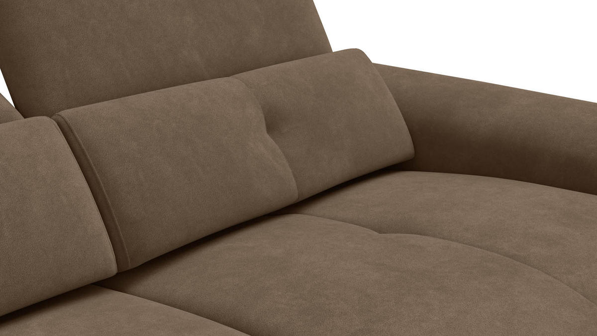 SOFA RELAX AVENA 3-Sitzer, brauner Veloursstoff - Schwarz/Braun, Holz/Textil (204/80/108cm) - Wozimo