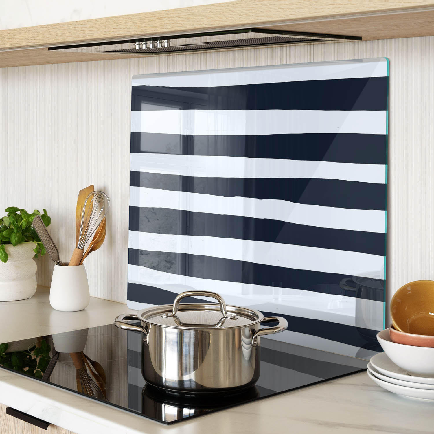 GLASPLATTE 60x52 cm Streifen - Schwarz, Glas (60/0.4/52cm) - TULUP