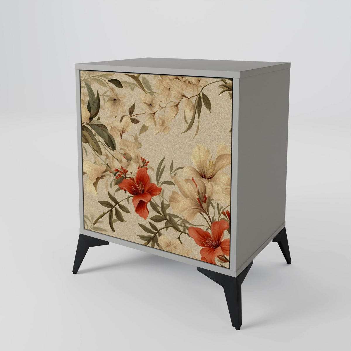 SIDEBOARD BLOOMING HARMONY, Grau, 57,5x42x57,5 cm, Ohne Füße - Multicolor/Grau, Holzwerkstoff (57.5/57.5/42cm) - SpaceRebels