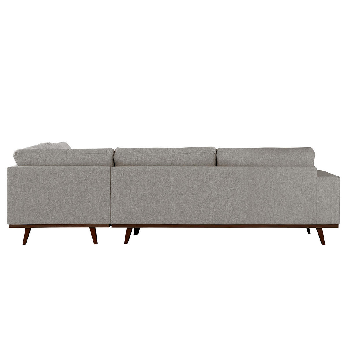 ECKSOFA mit Ottomane - Graubraun/Buchefarben, Buchenholz/Textil (287/219cm) - home24