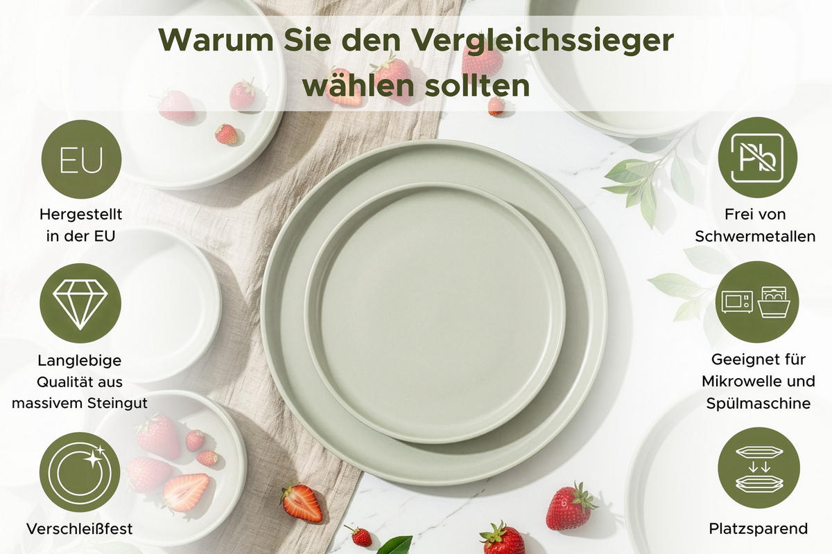 KOMBISERVICE VICTO 6 Personen 24-tlg - Hellgrün, Keramik (27/2/27cm) - KONSIMO®
