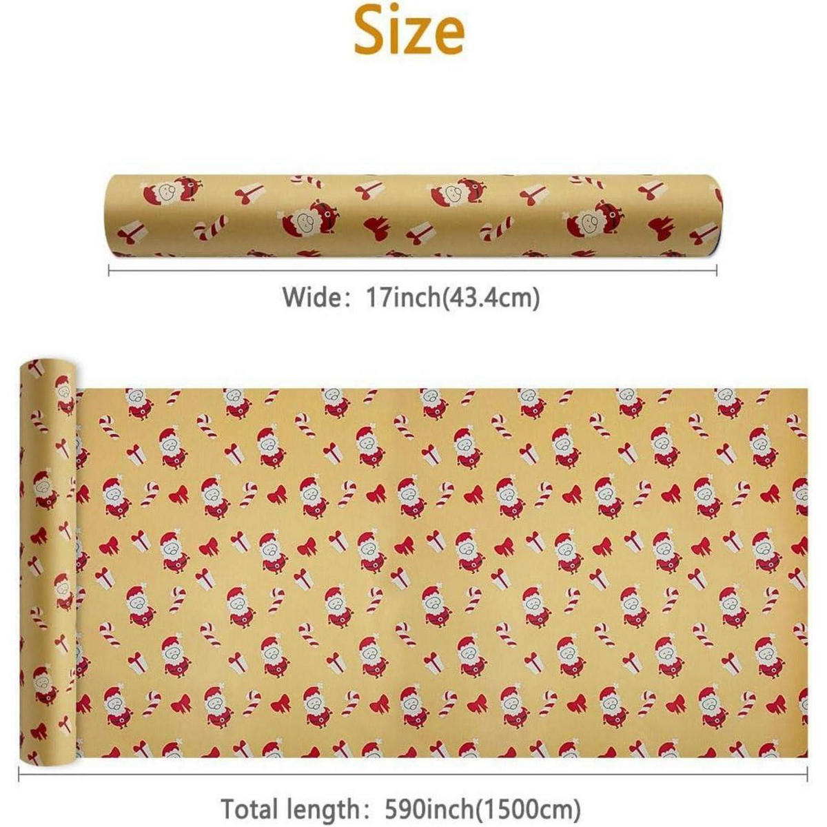 GESCHENKPAPIERROLLE Weihnachtsmann 43 cm x 20 m - Multicolor, Papier (43/0.1/2000cm)