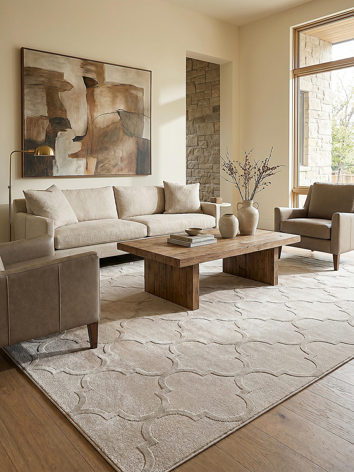 KURZFLORTEPPICH Orientalisch ERESMA Polyester Beige 120 x 170 cm - Beige, Textil (120/170cm) - KADIMA DESIGN