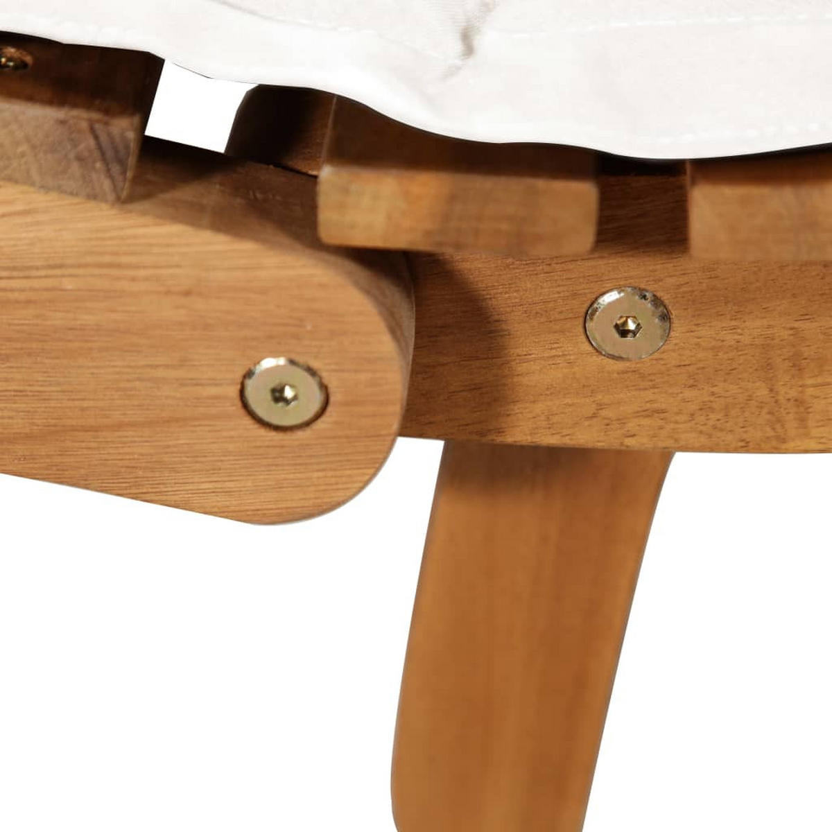 SONNENLIEGEN Mit Auflagen 2er set CremeWeiß Massivholz Akazie - Creme/Braun, Holz/Textil (55/64/184cm) - vidaXL