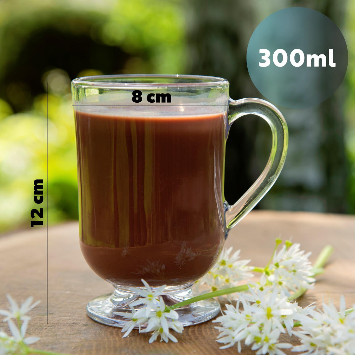 KADAX 6x Kaffee-Latte-Teegläser 300 ml Glasset mit Griff - Transparent, Glas (0.3L) - KADAX