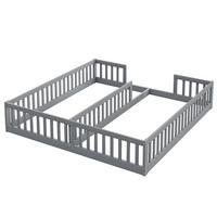 BODENBETT 90/200 cm DE-03165, als 2er-Set mit Gitter, in Grau - Grau, Holz/Holzwerkstoff (90/200cm) - ComfortXL
