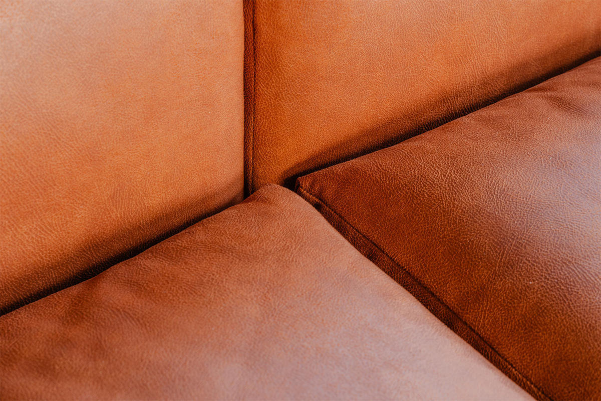 MODULSOFA MIA Braun Lederfaserstoff - Dunkelbraun/Schwarz, Leder/Kunststoff (306/72/120cm) - KAWOLA