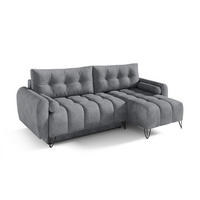 ECKSCHLAFSOFA Malaga Mini universeller Ottomane, Hellgrau - Hellgrau/Schwarz, Textil (222/148cm) - Beautysofa
