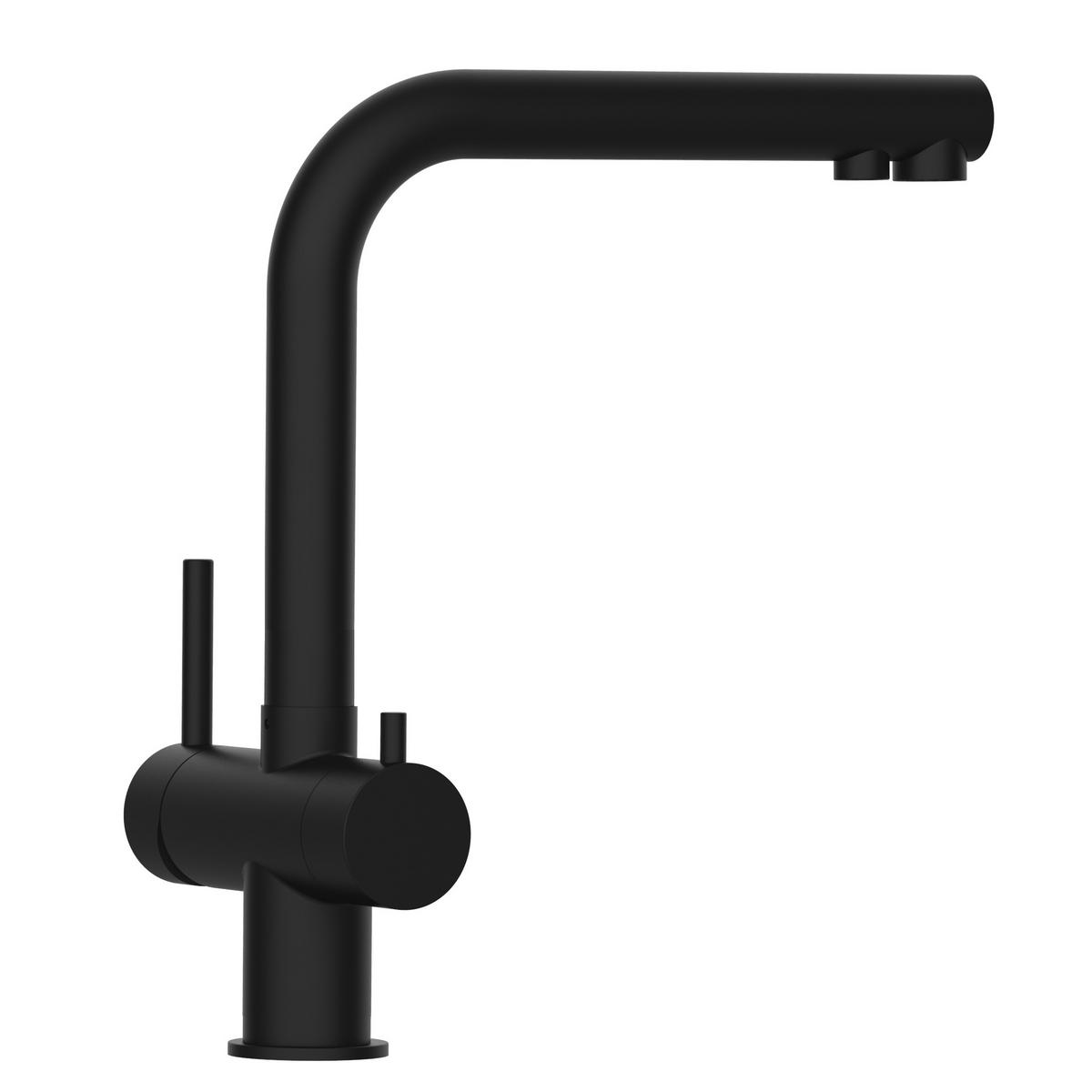 3-WEGE-KÜCHENARMATUR, Edelstahl Massiv aus Chirurgenstahl, PVD Schwarz Matt, 360° schwenkbar - Schwarz, Metall (25/35/25cm) - VIZIO