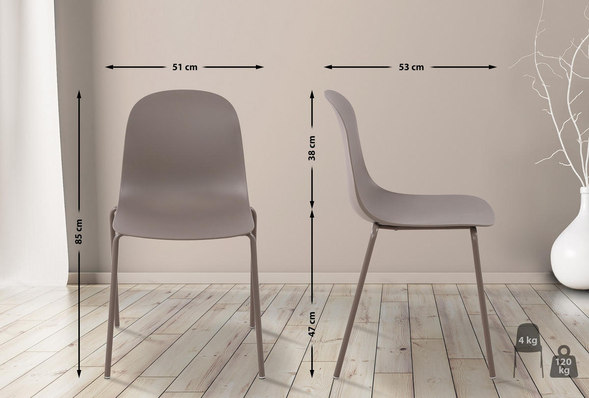 STAPELSTUHL Kunststoff taupe - Taupe, Kunststoff/Metall (51/85/53cm) - CLP