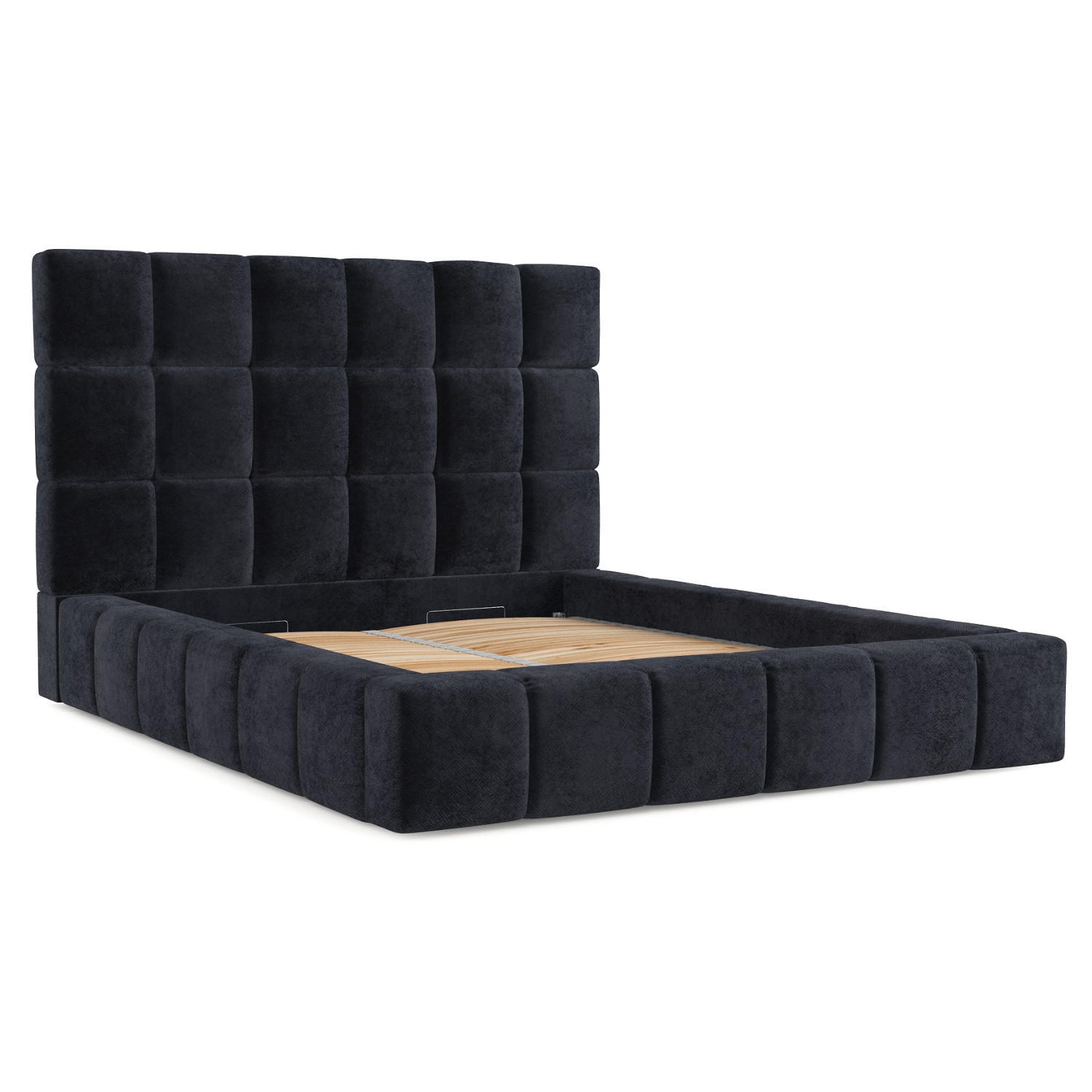 POLSTERBETT Skiathos mit Stauraum 160/200 cm Schwarz im Terra NW Stoff - Schwarz/Naturfarben, Holz/Holzwerkstoff (160/200cm) - AltaBeds