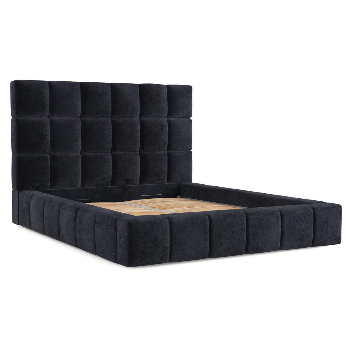 POLSTERBETT Skiathos mit Stauraum 160/200 cm Schwarz im Terra NW Stoff - Schwarz/Naturfarben, Holz/Holzwerkstoff (160/200cm) - AltaBeds