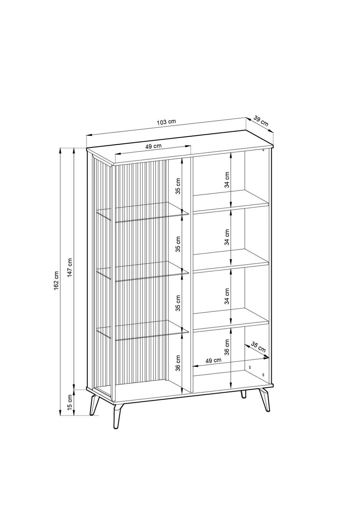 VITRINE – 103 cm – Vici – Kaschmir - Kaschmir, Holzwerkstoff (103/162/39cm) - hi-markt