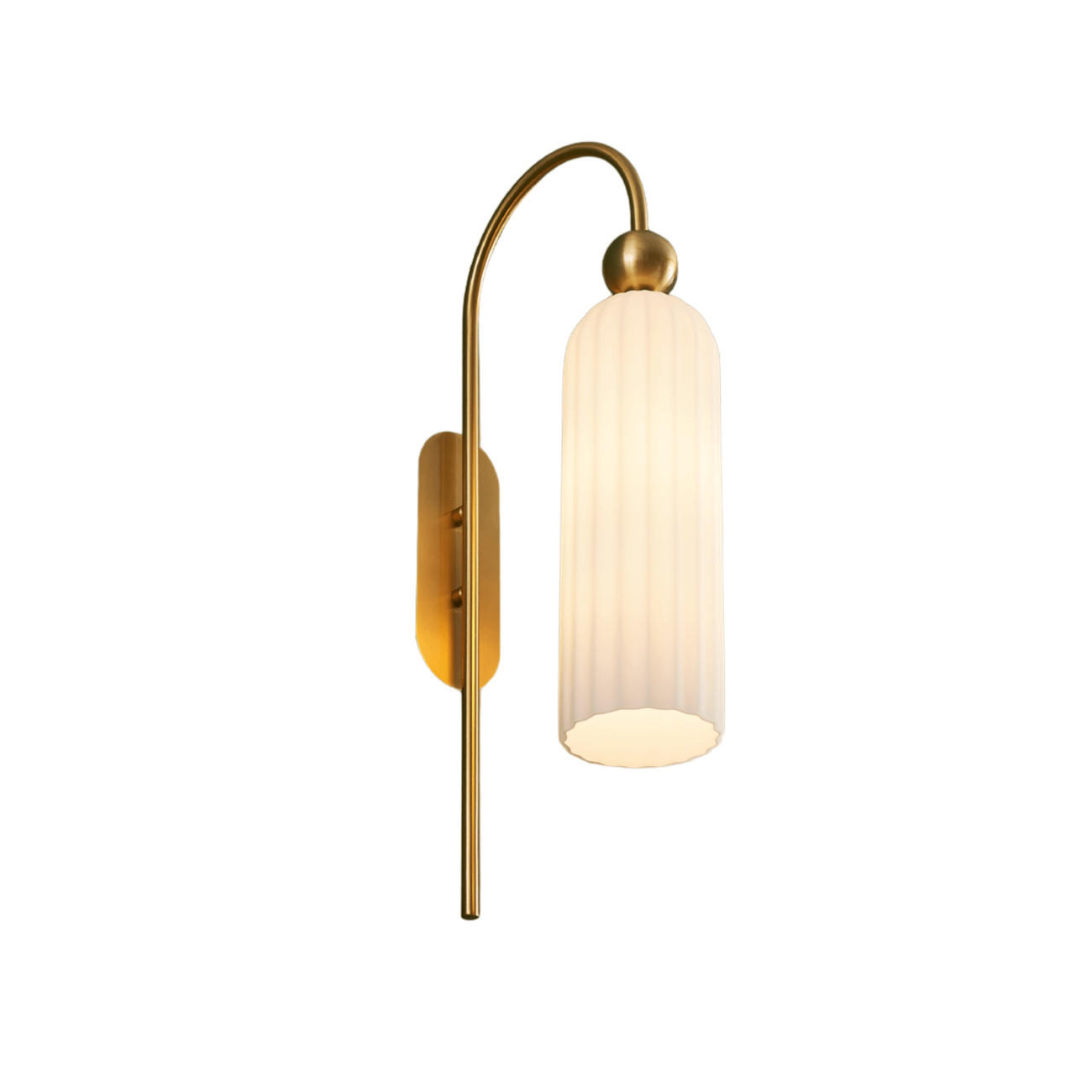 WANDLEUCHTE Leonora, Messing und Weiß, 53.5cm - Messingfarben, Glas (10/53.5/27cm) - KOSILUM