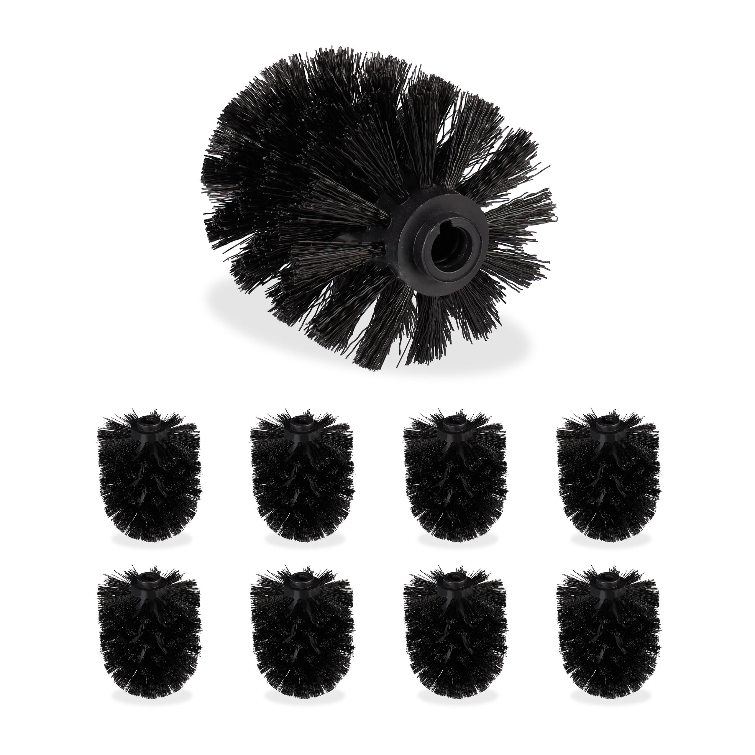 9xERSATZBÜRSTENKOPF - Schwarz, Kunststoff (8/10cm) - Relaxdays