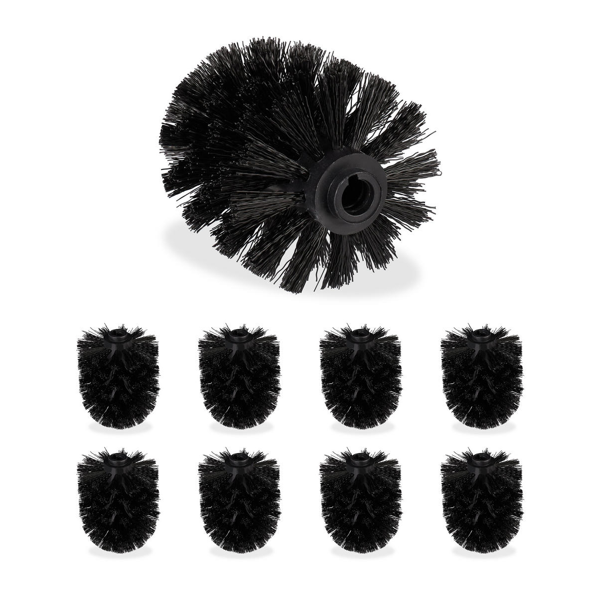 9xERSATZBÜRSTENKOPF - Schwarz, Kunststoff (8/10cm) - Relaxdays