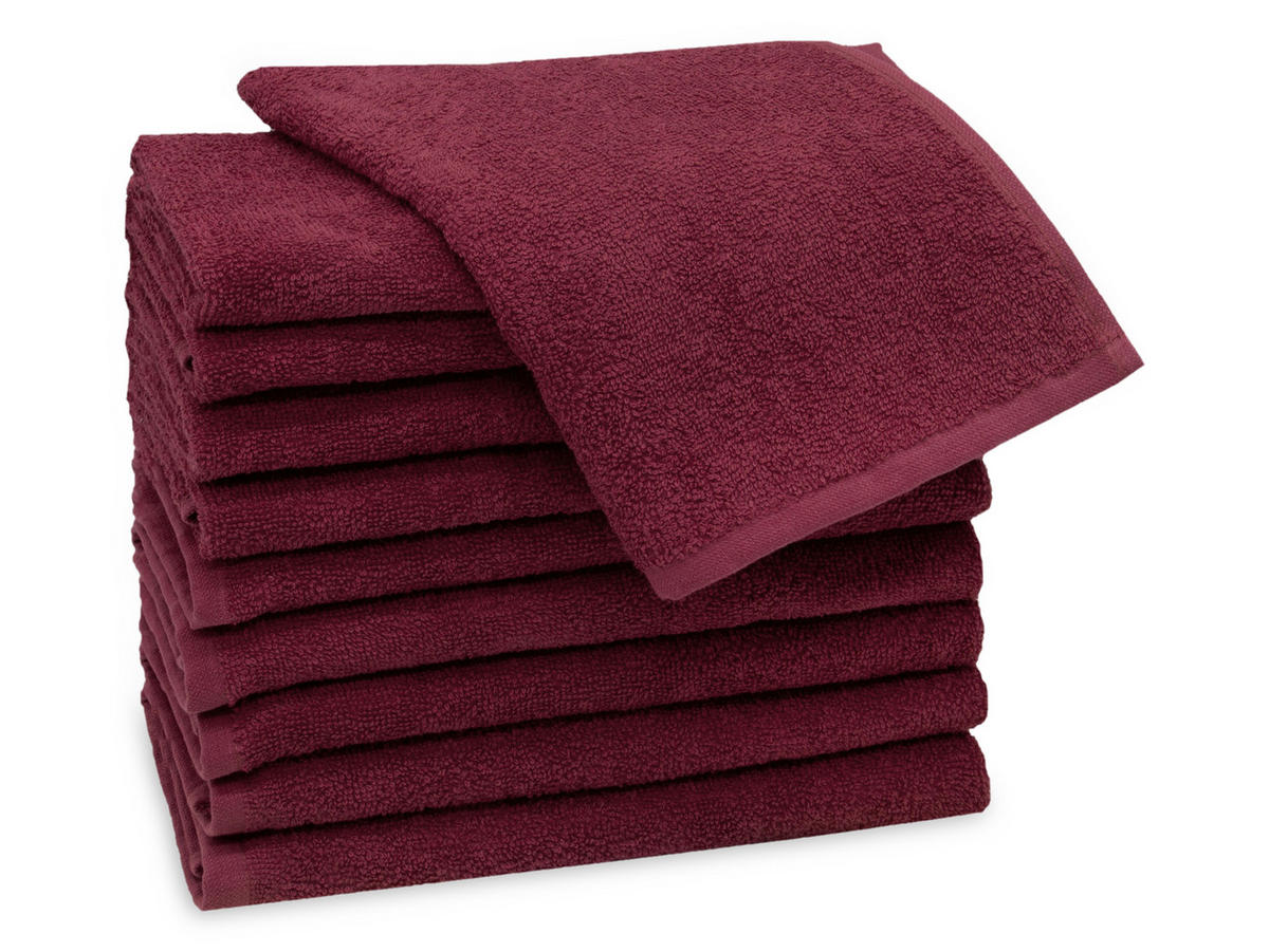 GÄSTETÜCHER, 10er-Set, 30x50 cm, 100% Baumwolle, Rot - Bordeaux, Textil (30/50cm) - Zollner