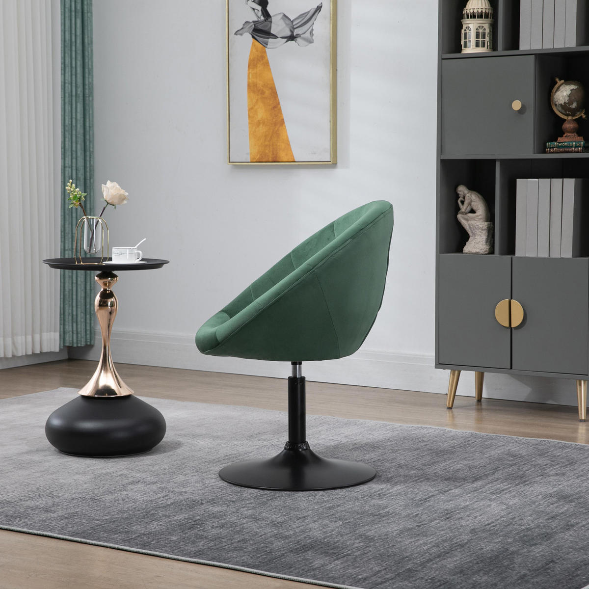 COCKTAILSESSEL HAVANNA Samt Dunkelgrün - Silberfarben/Grün, Textil (62/88/58cm) - SVITA