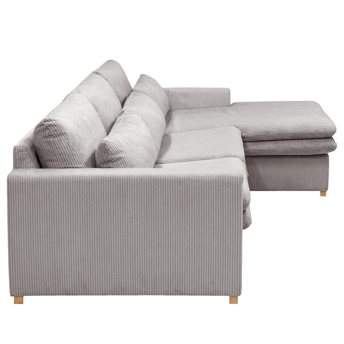 ECKSOFA mit Longchair - Hellgrau, Textil (299/164cm) - home24